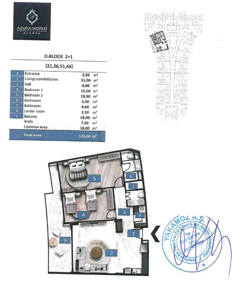 2+1 apartment in Türkler - suitable for a residence permit, residence with a hotel concept