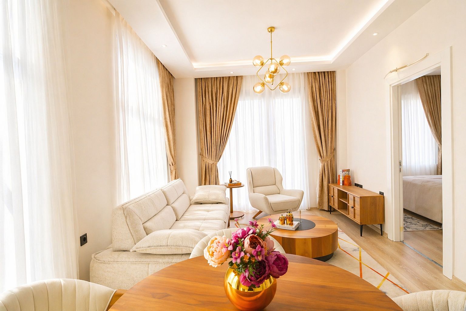 A 1+1 apartment at a great price in Mahmutlar – furnished and with mountain views