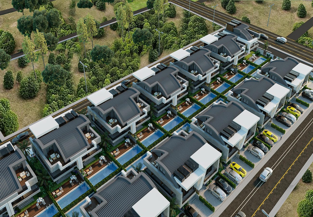 Belek'te müteahhit tarafından inşa edilen villa kompleksi - vatandaşlık, oturma izni ve taksit planları.