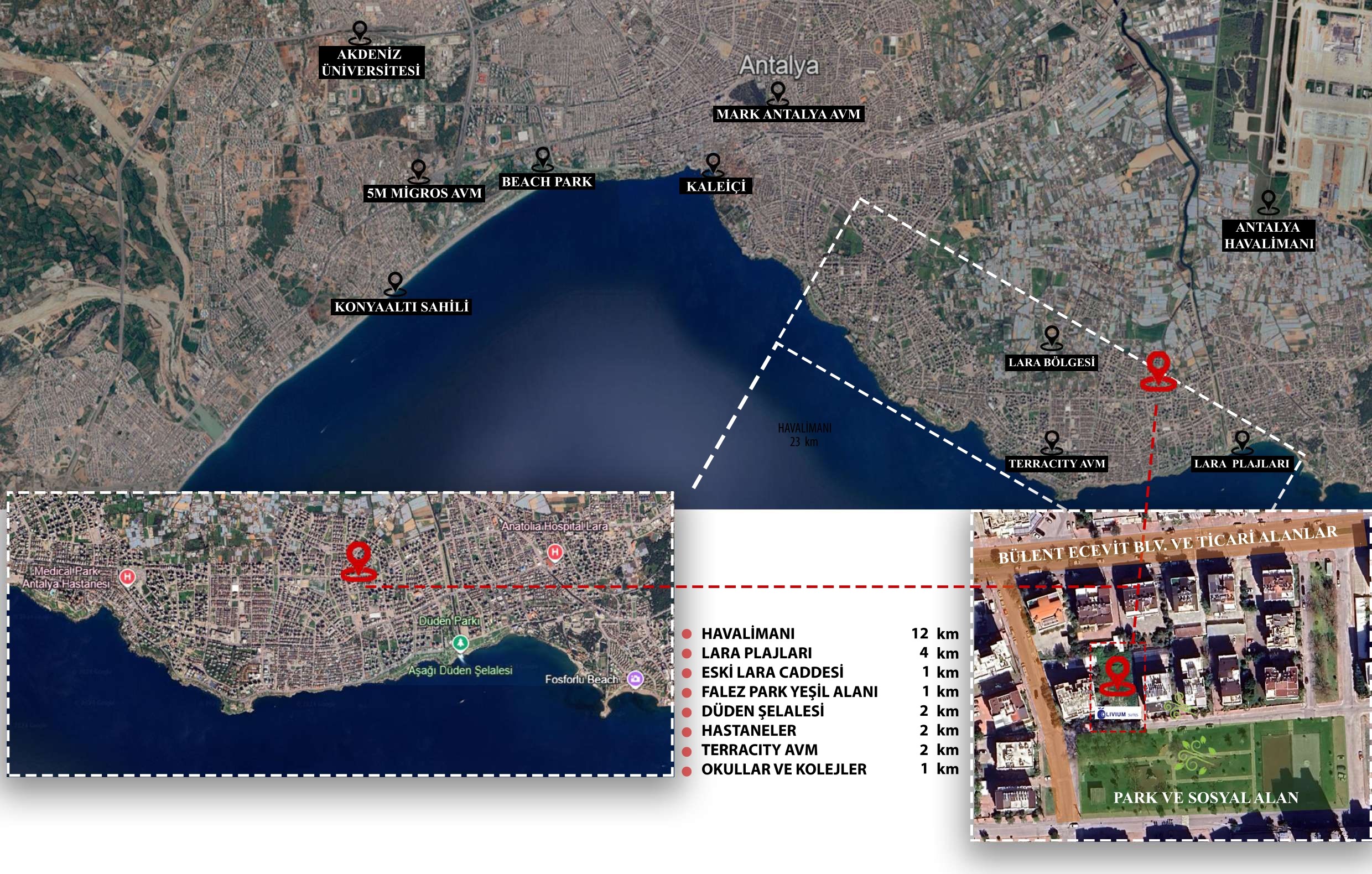Antalya'nın Lara-Çağlayan bölgesinde modern daireler. Geliştirici firmanın yatırım amaçlı gayrimenkulü.