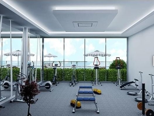 Spor salonunda kondisyon bisikletleri ve aynalı duvar Kestel’deki daire sakinlerine ayrılmış