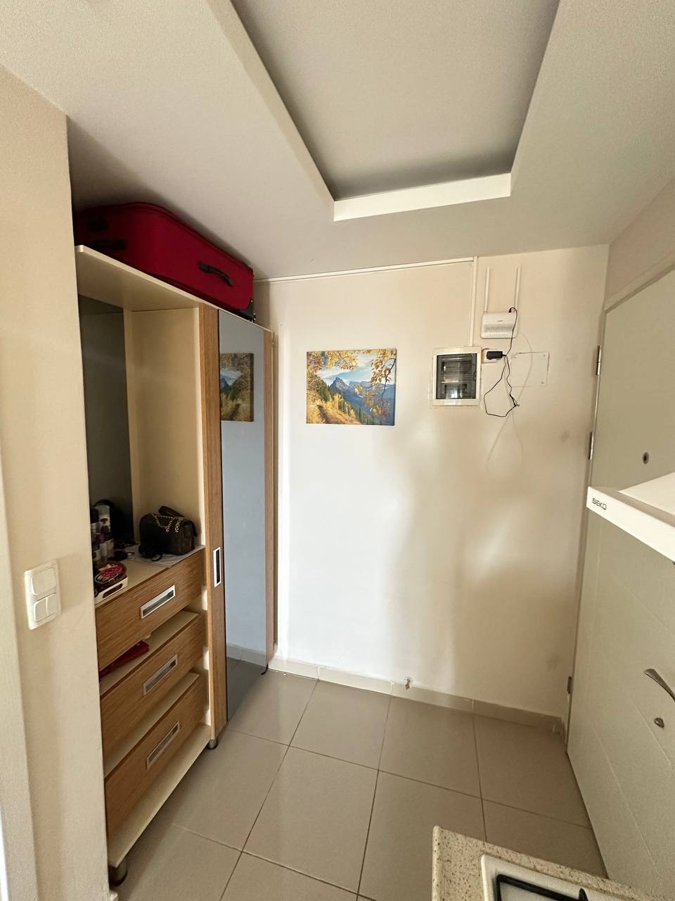 Студия в Алании, район Махмутларе - 55 м² с мебелью и видом на море, остекленный балкон
