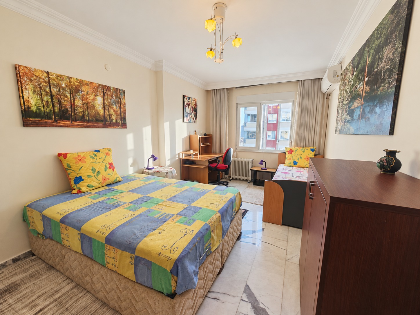 Квартира 2+1 в Алании под ВНЖ, район пляжа Клеопатра - 130 м², мебель, вид на море и крепость