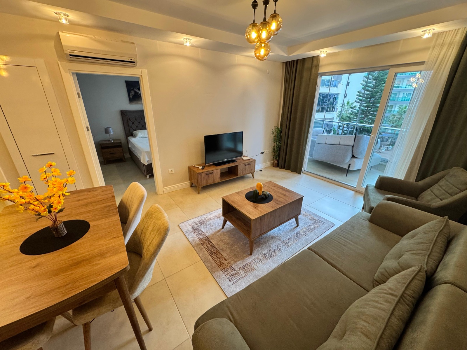 Квартира 1+1 в Джикджилли - 75 м², меблирована, остеклённый балкон