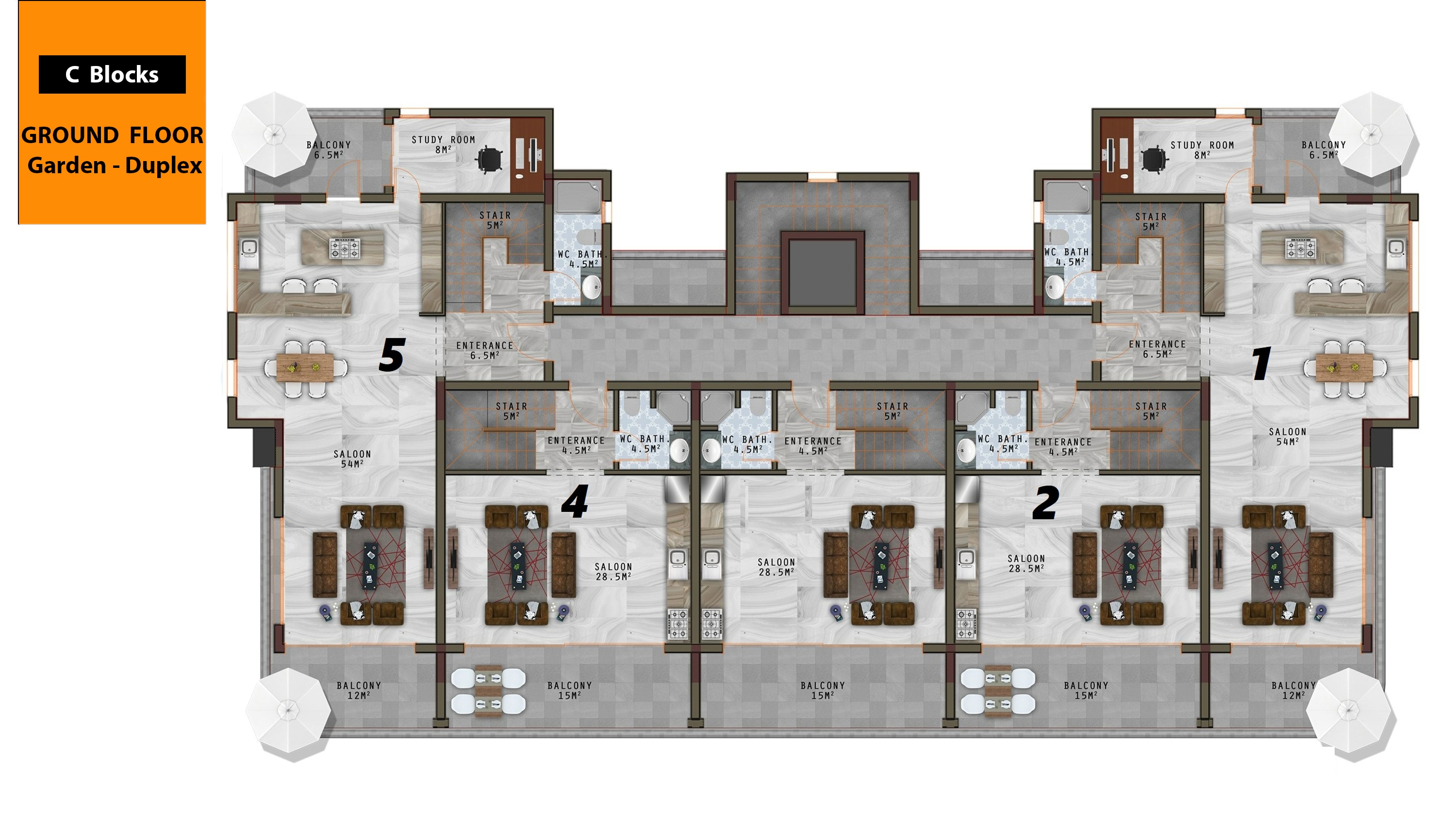Садовый дуплекс 3+1 в Каргыджаке - собственный участок 300 м²