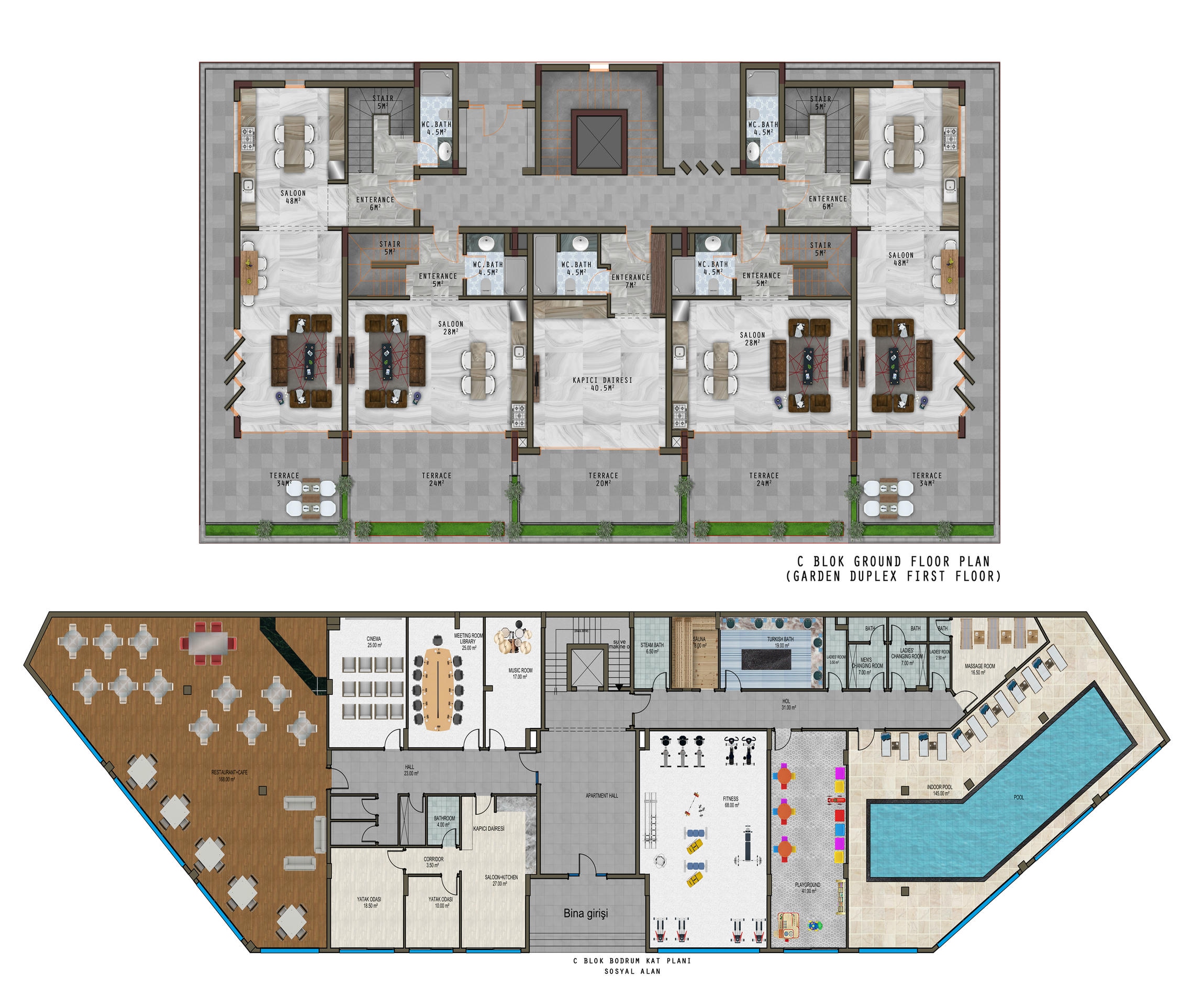 Садовый дуплекс 3+1 в Каргыджаке - собственный участок 300 м²