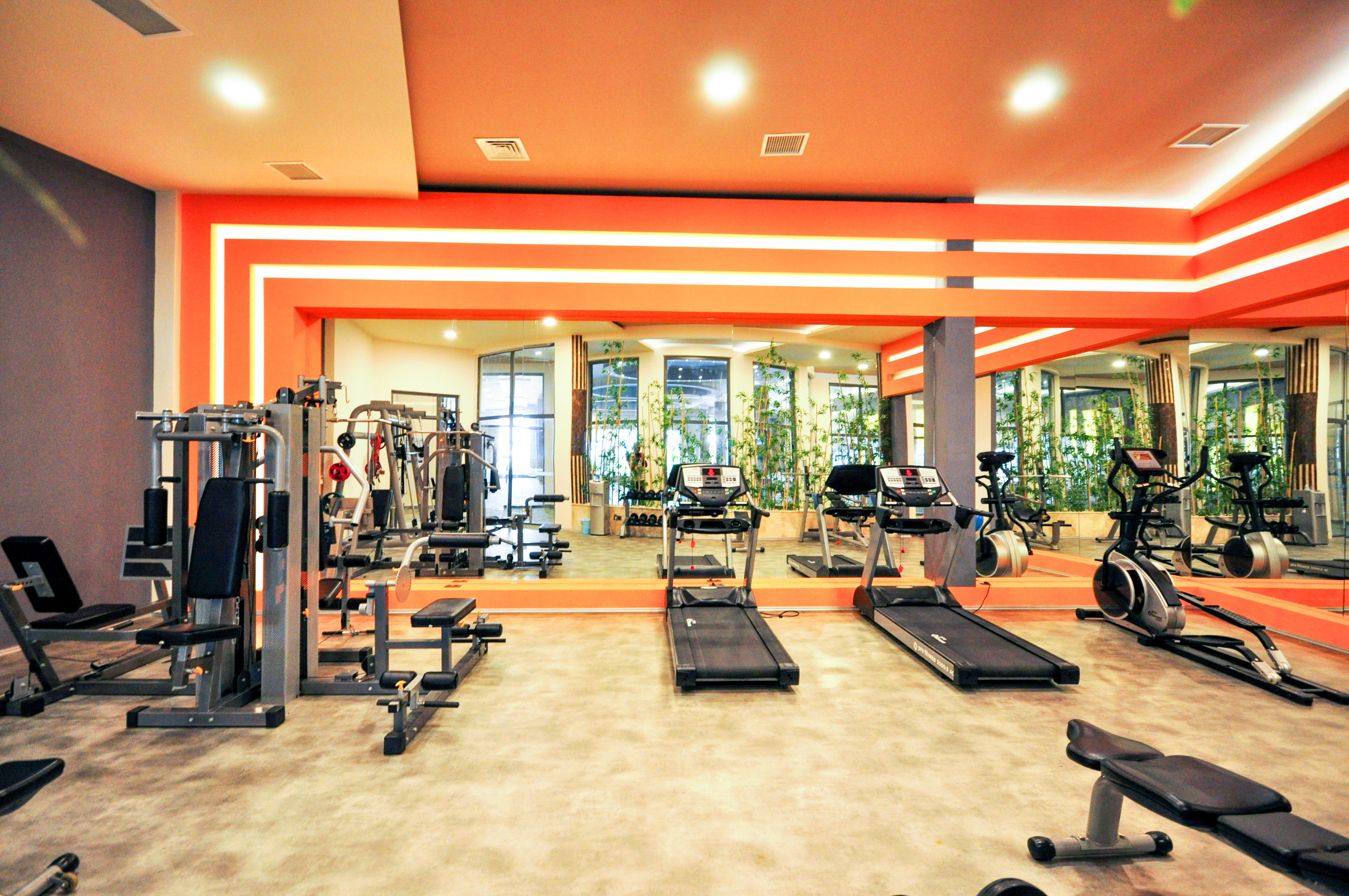 Gym with treadmills and a multifunction weight machine for residents of apartments in Kargicak