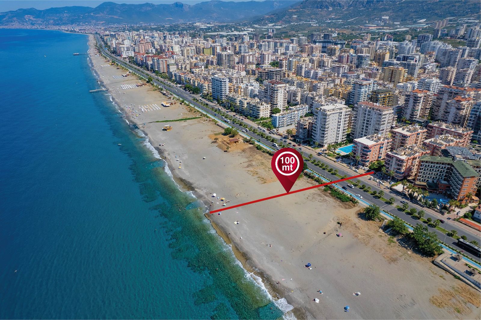 Linear 3+1 apartment on the first line in Mahmutlar - furnished, direct sea view